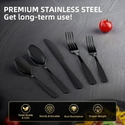 TINANA Silverware Sets, 30 PCS Flatware Set for 6, Premium Stainless Steel Cutlery Utensil Set Mirror Polished Forks and Spoons, Dishwasher Safe, Black