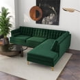 thumbnail image 7 of Kole Green Velvet Modern Living Room Corner Sectional Couch, 7 of 7