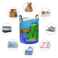 thumbnail image 2 of DouZhe Waterproof Collapsible Large Laundry Baskets, Cartoon Fishing Frog Prints Circular Hamper with Handles, 2 of 7