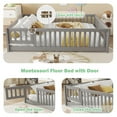 thumbnail image 6 of Bellemave Full Size Bed Floor Bed with Safety Guardrails and Door, loor Bed with Bed Slats Sturdy Wood Floor Bed Montessori Bed Frame, Gray, 6 of 11