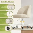 thumbnail image 2 of Romorgniz Vanity Chair Height Adjustable Desk Chair with Wheels, Armless Office Chair with Soft Lumbar Support for Small Space, Bedroom, Home office, Cream, 2 of 8
