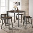 thumbnail image 2 of Hunter Solid Wood 5-Piece Counter Height Dining Set, Light Gray, 2 of 7