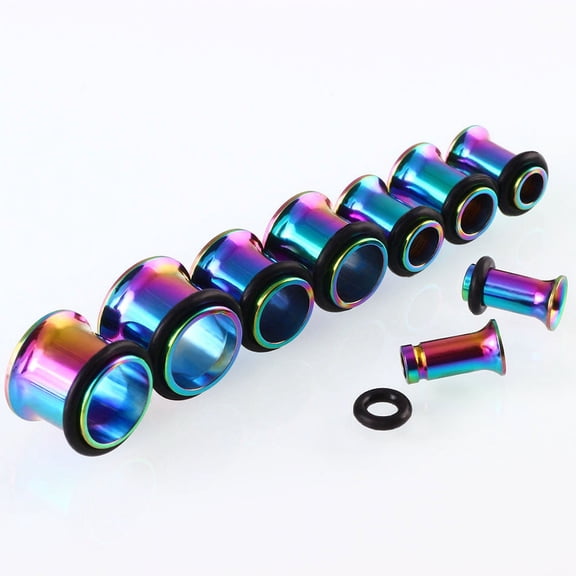 Rainbow Titanium O-Ring Plugs / Gauges / Tunnels 2g (6mm) 2 Pieces (1 Pair) (B/3/1/3)