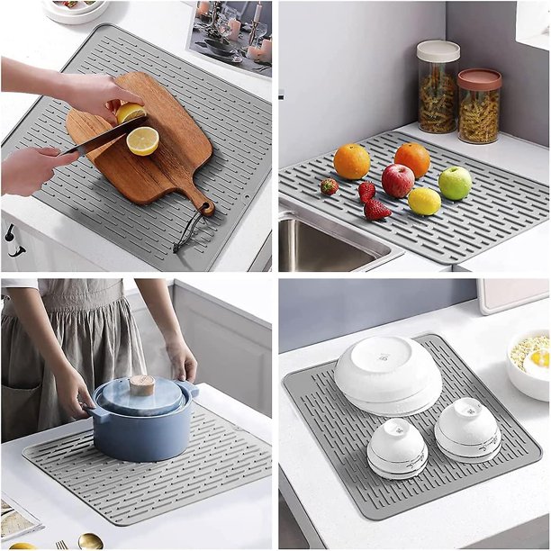 1 alfombrilla de secado de silicona, alfombrilla de secado de platos, alfombrilla de escurridor de platos resistente al calor para mostrador de cocina, alfombrilla de silicona antideslizante para fregadero, mesa de vajilla sin Bpa LingWen 8390612319891