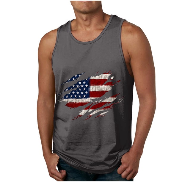 Tanques para Hombre de Verano Suelto Chaleco Impresión Deportivo Cuello Redondo, Camisa sin Mangas Casual para Al Aire Libre Y Diario
