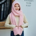 thumbnail image 4 of Dyfzdhu Women Cute Thick Hat Ear Protectors Warm Plush Scarf Gloves Set Pink, 4 of 5