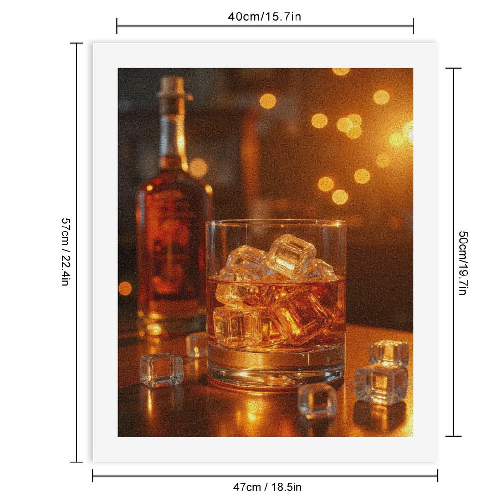 Paint By Numbers Kit for Adults Beginner - DIY Amber Drink With Ice Cubes Canvas Painting Kits for Adults, Frameless Paint By Number for Adults for Home Wall Decor 16x20 Inch