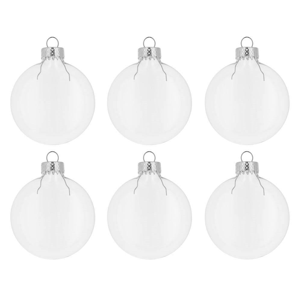 Set of 12 Clear Glass Ball Christmas Ornaments 2.2 Inches