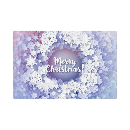 

Table Placemats Set of 4 - Merry Christmas Winter Snowflakes 12x18 In Faux Linen Double Heat Resistant Place Mats Cloth Indoor/Outdoor Placemats Washable Table Mats for Dining Kitchen Party
