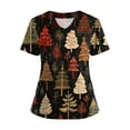 thumbnail image 2 of Garbnen Christmas Scrub Top for Women V Neck Short Sleeve Nursing Tops Thanksgiving Holiday Nurses Working Uniforms with Pockets S-5XL, 2 of 4