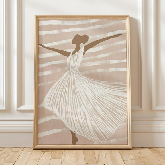 Dancer Wall Art Print, Minimalist Neutral Ballet, Beige And White Home Decor Abstract Art Wall Art, Modern Wall Decor, 8x12 UNFRAMED