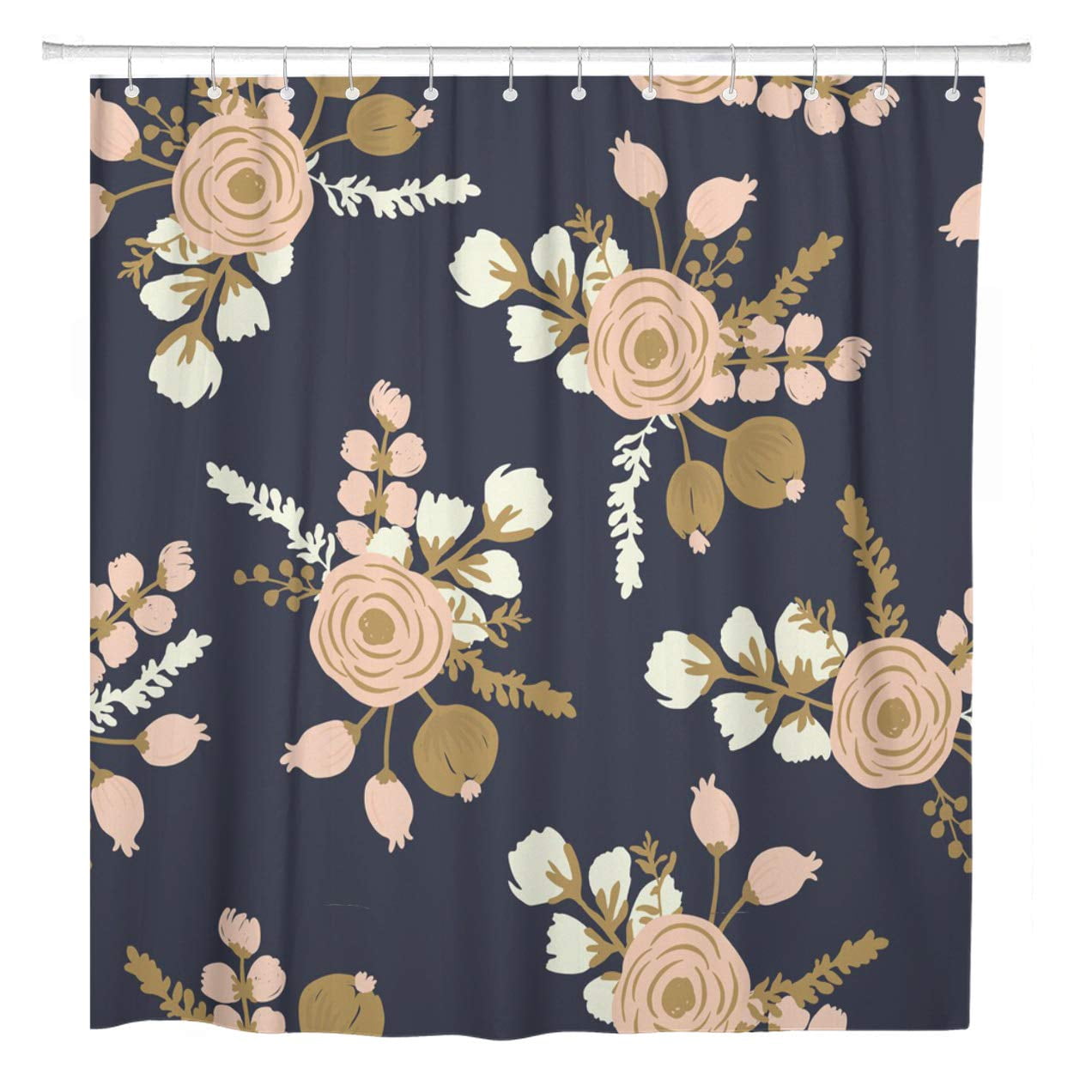Yusdecor Watercolor Gold Rosa Blush Noisette Modern Rose Floral Pattern Bathroom Decor Bath Shower Curtain 60x72 Inch Walmart Canada
