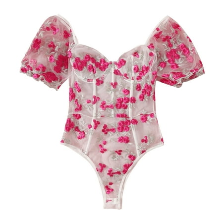 

Pedort Plus Size Lingerie For Women Women Lingerie Set Lace Bra and Panty Sets 2 Piece Lace Teddy Bodysuit(Pink S)