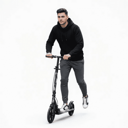 Kick Scooter for Adults – Foldable Design with 9-Inch Big Wheels, Adjustable 3-Level Handlebar, Max Load 220 lbs, Black