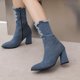 thumbnail image 4 of NECHOLOGY Botas Mujer Adulto Femenino Zapatos Botines mujer Botas con cremallera lateral hueca de mezclilla para mujer de otoño a la moda para mujer (BU1, 7.5), 4 of 6