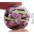 thumbnail image 4 of Big Game Toys~22mm (7/8") Protea Hand Made Art Glass Marble Purple/Green Flower Swirl, 4 of 5