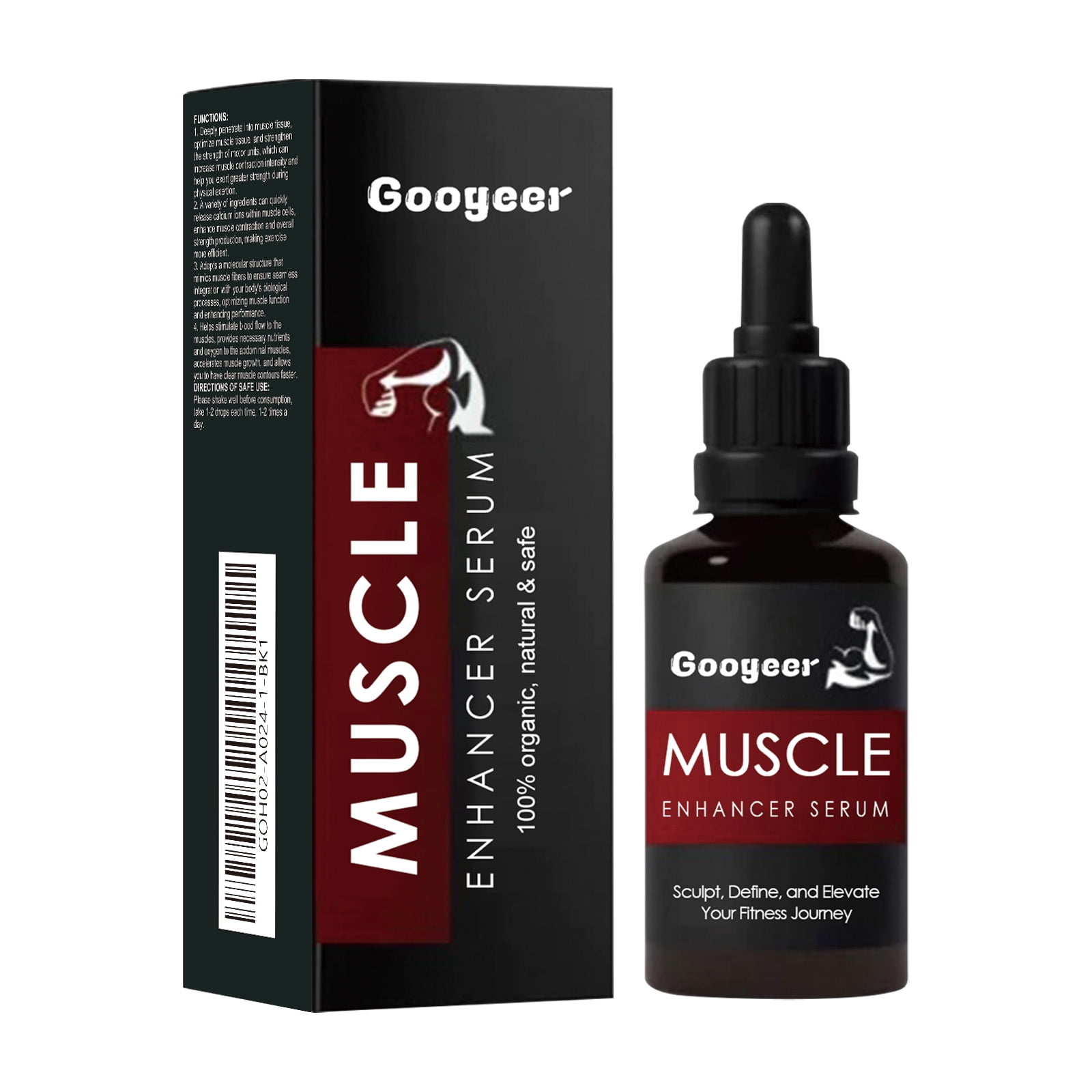 Googeer Muscle Enhancer Serum with L-Carnitine, Workout Support Drops for Active Men, 1 oz