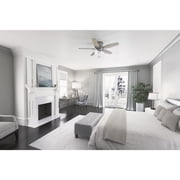 Hunter 52 inch Indoor Ceiling Fan with LED Lights - Ceiling Fan with Pull Chain, For Bedroom, Living Room, or Kitchen, Low Profile Mount, No Remote, 5 Blades - Builder 51113, Matte Silver