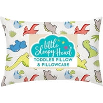 Little Sleepy Head Toddler Pillow with Toddler Pillowcase (Dinosaurs) Best Pillow for Kids! 13x18"