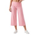 thumbnail image 1 of Pantalones capri de mujer con cintura plegable, tiro bajo, color liso, pierna ancha, estilo cropped., 1 of 7