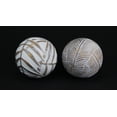 thumbnail image 2 of Whitewashed Tropical Leaf Wood Look Decor Balls Set of 4, 2 of 3