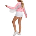 thumbnail image 2 of Chaqueta de mezclilla con flecos de manga larga y dobladillo deshilachado para mujer INSPIRE CHIC, corta, color rosa, 2 of 5