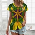 thumbnail image 3 of Yellow Flower Symmetric Kaleidoscope Design Women's Blouse Short Sleeve Women's Top T-Shirt Spring Summer Clothes, 3 of 7