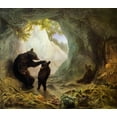 thumbnail image 2 of Beard, William Holbrook 13x12 Black Ornate Wood Framed with Double Matting Museum Art Print Titled - Bear and Cubs, 2 of 4