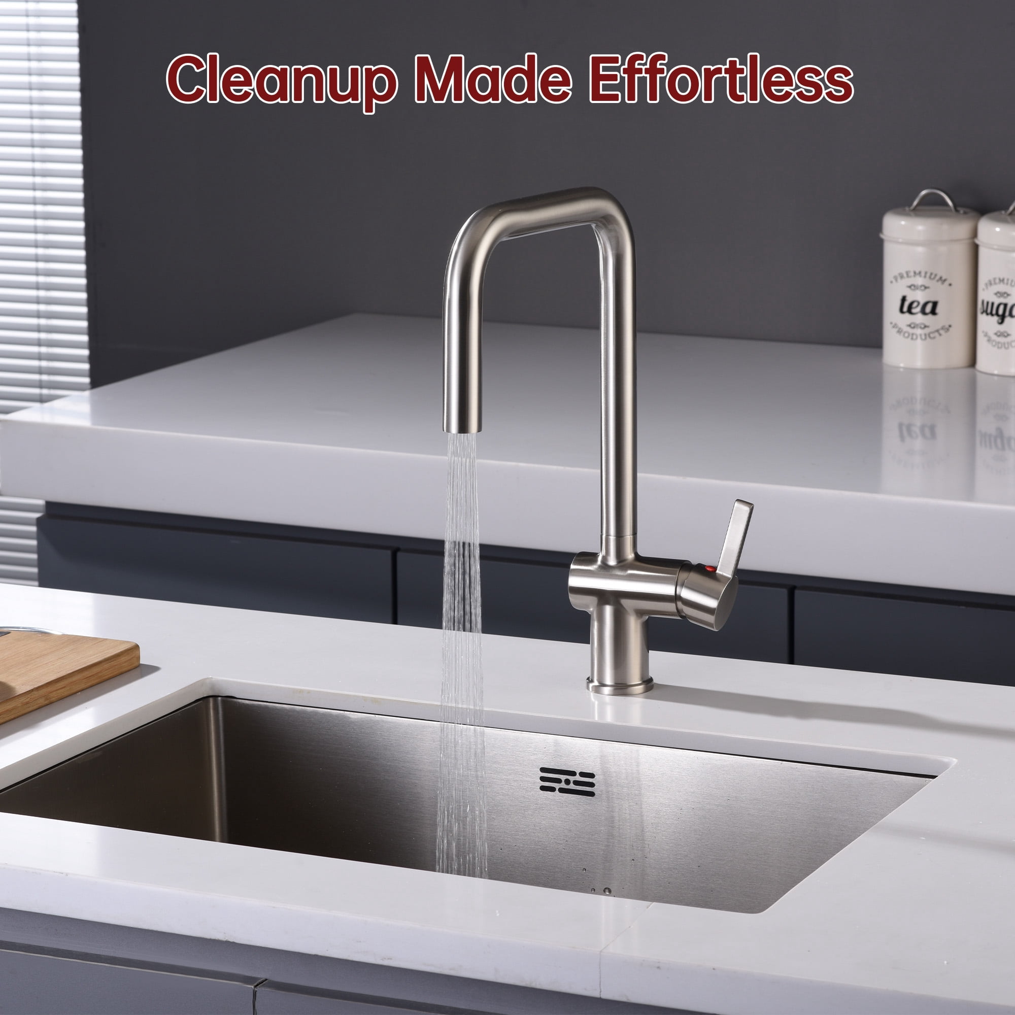 SUMERAIN 304 Stainless Steel Lead Free Kitchen Faucet in Brushed Nickel, Kitchen Sink Faucet with Pull Down Sprayer