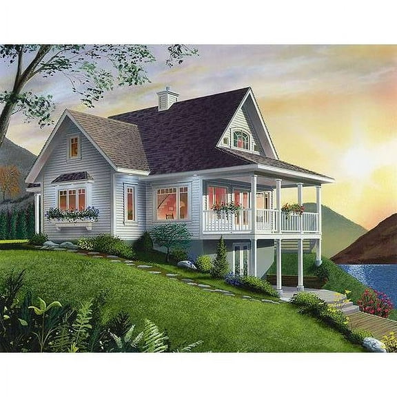 The House Designers: THD-1143 Builder-Ready Blueprints to Build a Country House Plan with Walkout Basement Foundation (5 Printed Sets)