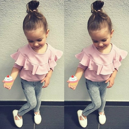 Pretty Toddler Kids Girl Denim Pants Clothes 2 Pieces Set Butterfly Collar Long Sleeve Pink T Shirts Tops +Jeans Trousers Outfits Newest | Walmart Canada Pretty Toddler Kids Girl Denim Pants Clothes 2 Pieces Set Butterfly Collar Long Sleeve Pink T Shirts Tops +Jeans Trousers Outfits Newest | Walmart Canada