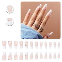RAGUPEL 24Pcs Glue on Nails for Women,Rhinestone-Studded Press on Nails Coffin,Classic Style Press on Nail,Long Press on Nails for Photoshoots,Stage Or Red Carpet,Style2