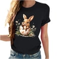 thumbnail image 4 of Tops de Cuello Alto para las Mujeres Amante Impreso Camiseta Cuello Redondo Manga Corta, Poliéster Spandex, 4 of 7