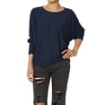 thumbnail image 1 of TheMoogan Women's PLUS Closet-Essential Drapey 3/4 Dolman Sleeve Boat Neck Relaxed Ribbed Top, 1 of 7