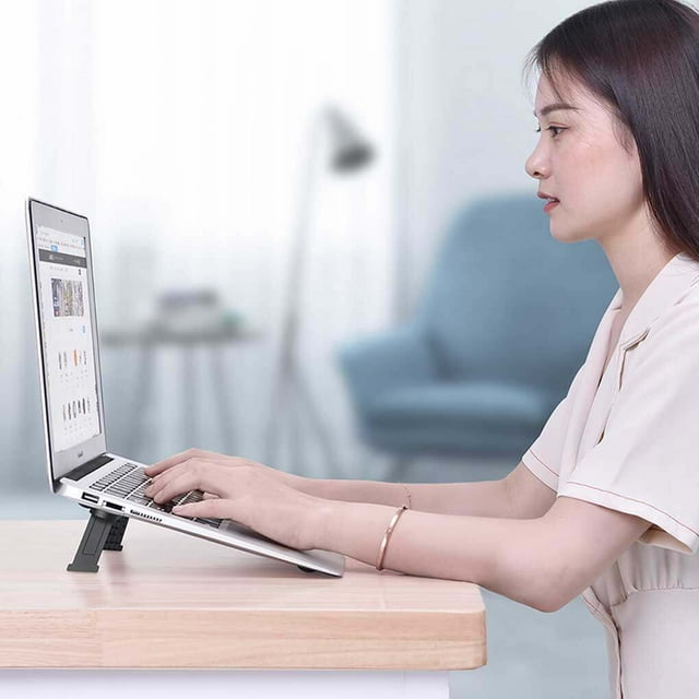 Langgg Support d'Ordinateur Portable ABS Robuste Auto-Adhésif Ergonomique Réglable Universel Bureau Gaming Ordinateur Portable Ascenseur