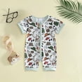 thumbnail image 2 of larppty Baby Boy Summer Outfit Newborn Mallard Duck Deer Romper Zipper Onesie Jumpsuit Overalls Camo Hunting Clothes（Blue， 3-6 Months）, 2 of 5