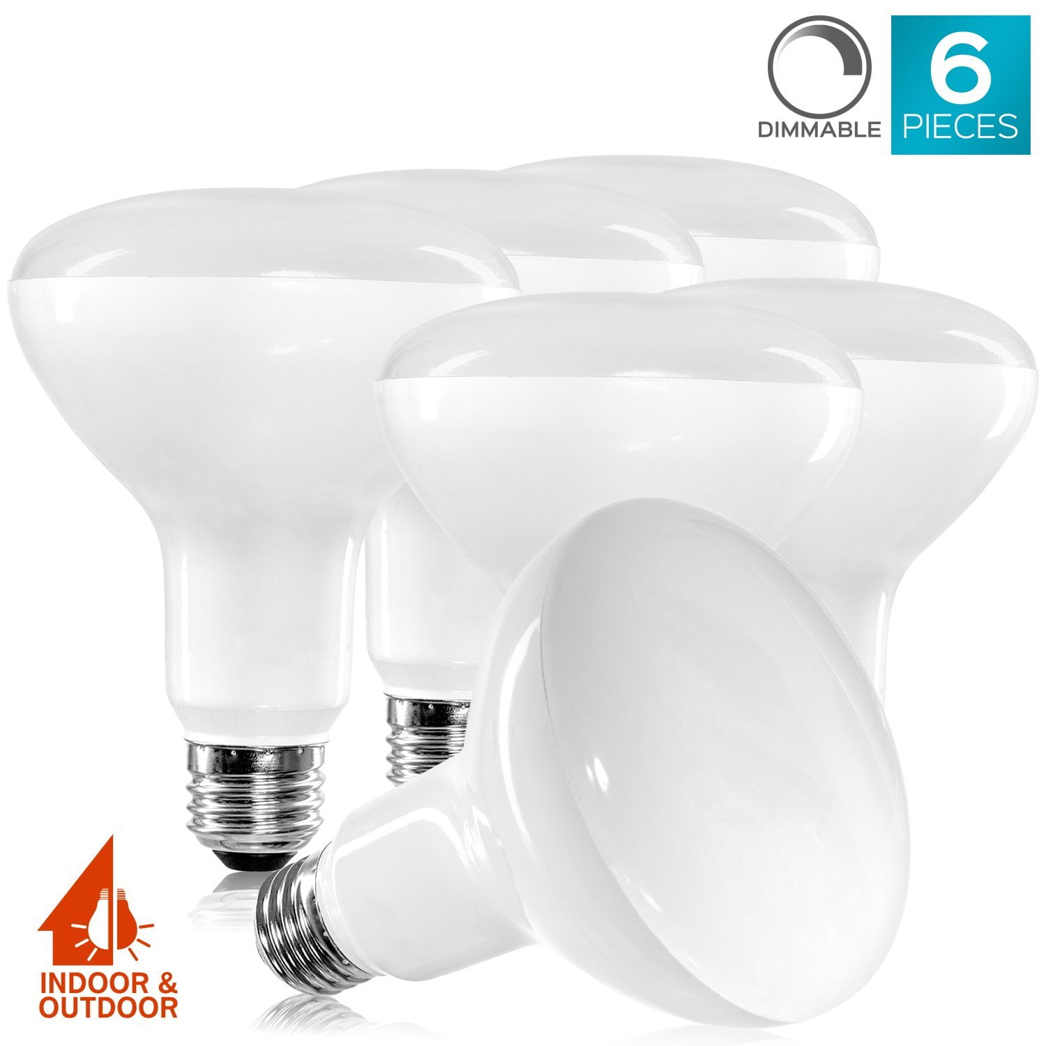6 Pack 750lm CRI 90 65W Recessed Light Bulbs Daylight 5000K Energy Star /& UL Listed BR30 LED Flood Lights Indoor Dimmable