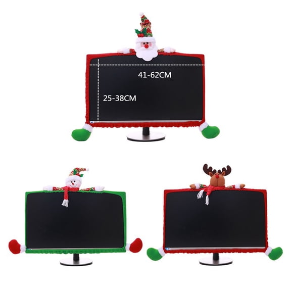 Masteelf  25 -35inch Computer Christmas Decorations Screen Set Red Monitor Cover