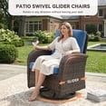 thumbnail image 4 of Patiobula Patio Furniture Set with Propane Fire Pit Table, 5 Pieces Outdoor Sectional Couch, Brown Wicker Rattan Conversation Loveseat Glider with Swivel Chair for Garden Backyard Deck, Navy, 4 of 15