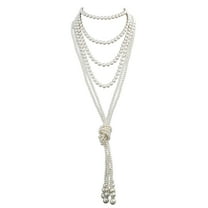 Necklaces & Pendants 1920S Pearls Necklace Fashion Faux Pearls Gatsby Accessories Vintage Costume Jewelry Cream Long Necklace for Women (White )