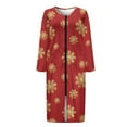 thumbnail image 5 of FOR U DESIGNS Snowflake Red Print Womens Nightgown Soft Womens Embroidered Housecoat Lightweight Elastic Fabric Robes for Women House Coat Christmas Decor with Pockets, L, 5 of 8