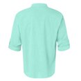 thumbnail image 4 of Cotton Linen Tops for Men Roll-up Long Sleeve Plain Pullover Tee Shirts Chest Pocket Buttons Henley T-shirts (XL, Mint Green), 4 of 4