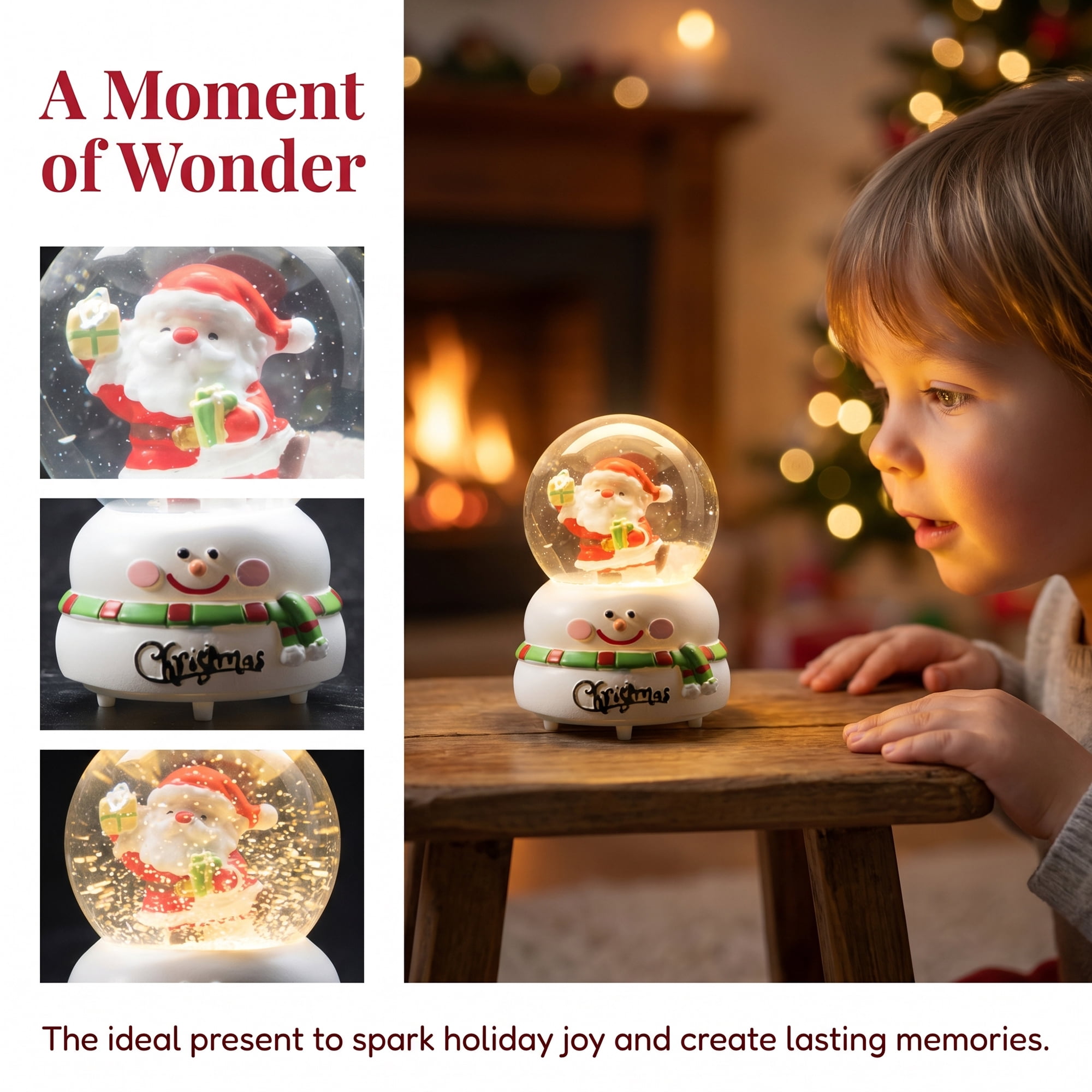 Unique Bargains Light Up Crystal Ball LED Glitter Snow Globe White D 1.8" x 1.8" x 2.7"