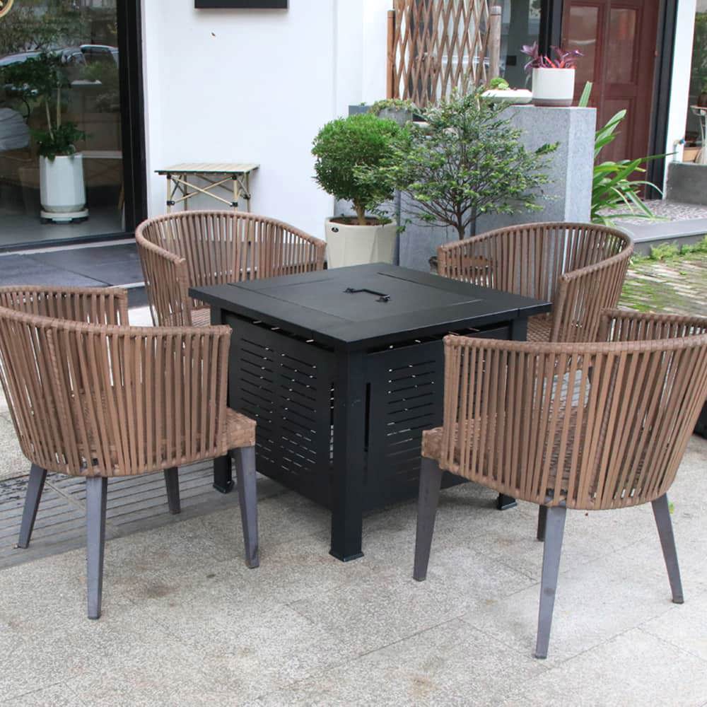 Spaco Grill Over Stove, Tea Cooking Furniture Table, Square Stove Heater Smokeless Grill, Fire Pit Stove for Outdoor as Patio, Picnic, Backyard, Black