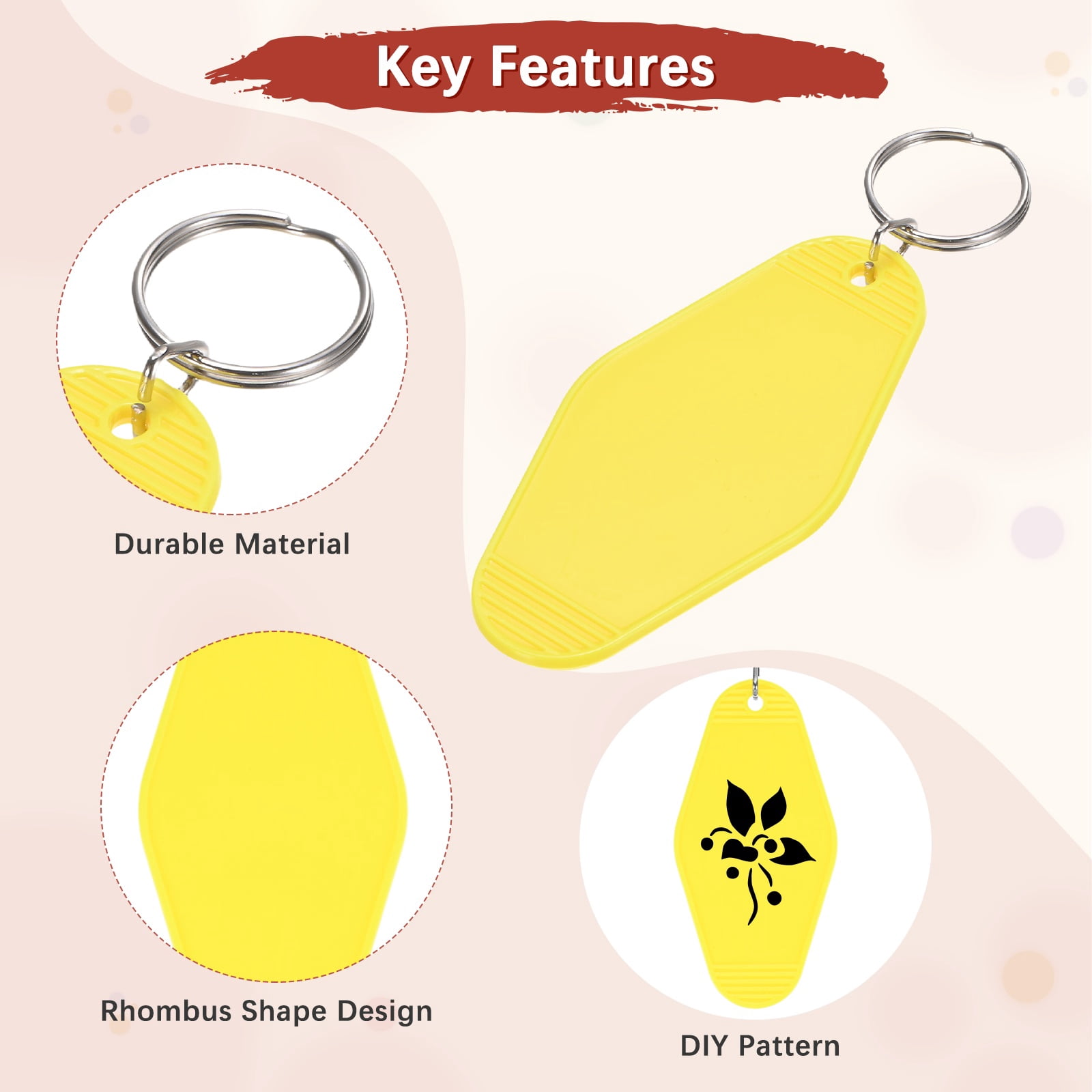 Blank Hotel Keychain Tags [30PCS] - Plastic Rhombus Blank Motel Keychain for Luggage Labels [Mixing 3 Colors - E] Vintage Key Tags