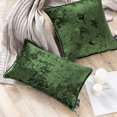 thumbnail image 2 of Phantoscope Shiny Crushed Velvet with Trim Series Decorative Throw Pillow, 12" x 20", Dark Green, 2 Pack, 2 of 6