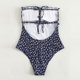 thumbnail image 3 of Traje de baño de una pieza para mujer Traje de baño con cordones y estampado floral azul,l Feliz Sencillez, 3 of 5