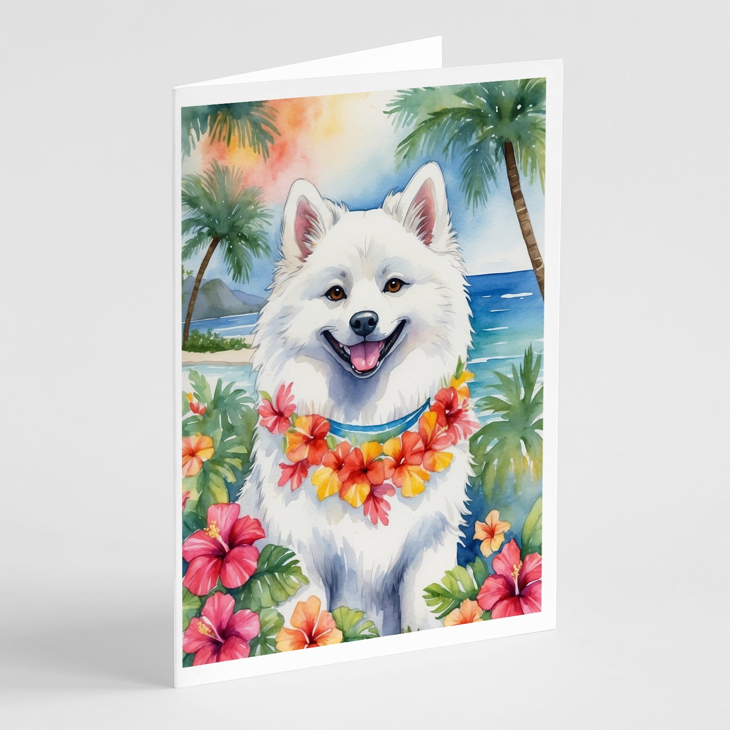 Boxer Luau Greeting Cards Pack of 8 7 in x 5 in