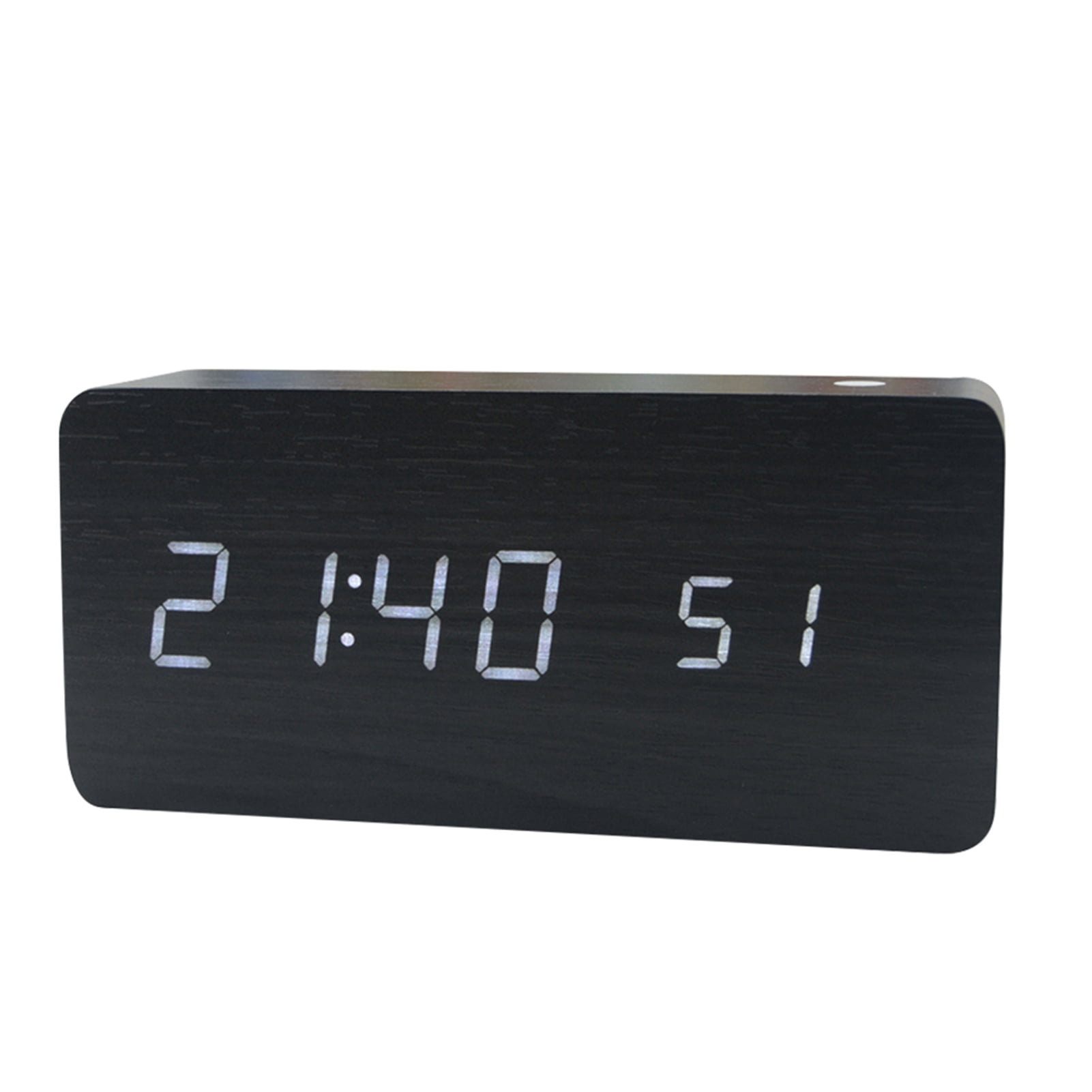 BIMZUC Wooden Digital Alarm Clock 8 Levels Adjustable Brightness LED Display Sound Control Date Temperature Display Minimalist Bamboo Design 5.9 inches