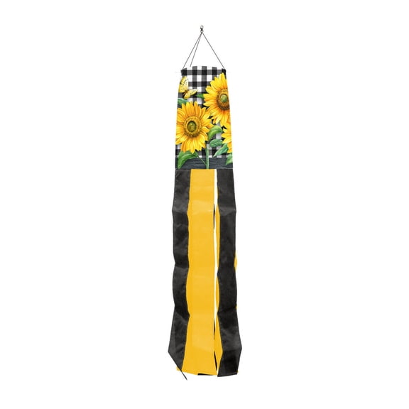 Briarwood Lane Checkered Sunflowers Summer Windsock Wind Twister 40x6 For Summer Wind Spinner